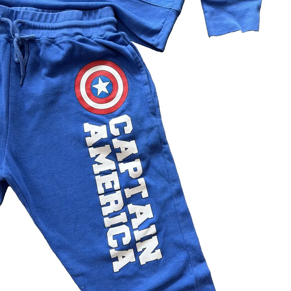 Marvel Comics Captain America Mad Engine Men's Blue Sweatshirt Sweatpants Set M
